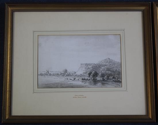 Arthur Devis (1763-1822) Arundel, Eastbourne and Hastings, 5 x 7.75in.